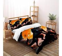 Wolf Luna Llena Funda De Edredón 3 Piezas 3D Impresa Animal Themes Wildlife con 2 Fundas De Almohada Super King(260x220cm) Microfibra Juego De Cama para para Niñosy Hombres