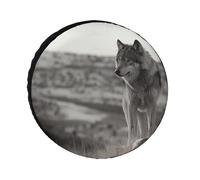 Wolf On The Grass - Cubierta de neumático de repuesto resistente a la intemperie, diámetros de neumáticos de 24 a 36 pulgadas, protectores de rueda universales impermeables para remolque, camión