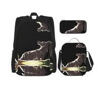 Wolf on the Lawn Campus Life - Juego de mochila (3 piezas), mochila escolar + estuche + bolsa de almuerzo, satisface todas las necesidades diarias de los estudiantes