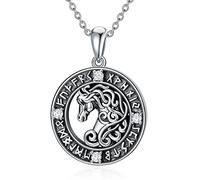 Wolf/Owl/Dragon/Horse Viking Necklace Silver Wolf Viking Necklace for Men Abalone Shell Animal Jewelry for Women Men Unisex Birthday Gift
