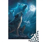 Wolf Pack Howling at Moon-2 Puzzles Imposible,desafío for Adults Juego Educativo 1000 Piezas Obra De Arte De Juego De para Adultos Y Niños A Partir De 12 Años 70x50cm/1000pcs