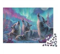 Wolf Pack Howling at Moon Puzzles Imposible,desafío for Adults Entretenimiento Creativo 1000 Piezas Obra De Arte De Juego De para Adultos Y Niños A Partir De 12 Años 38x26cm/1000pcs