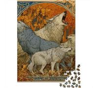 Wolf Pack in Autumn Forest Rompecabezas Imposible,desafío para Adultos Entretenimiento Creativo 1000 Piezas Obra De Arte De Juego De para Adultos Y Niños 38x26cm/1000pcs