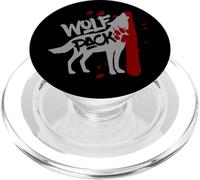 Wolf Pack - Lobo Aullando con Estampado de Huellas de Lobos PopSockets PopGrip para MagSafe