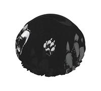 Wolf Paw Print Black Reutilizable Impermeable Lavable Ajustable Adecuado para mujeres Todas las longitudes de cabello Gorro de ducha