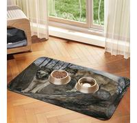 Wolf Printed,Waterproof Pet Feeding Mat,PU Leather Placemats for Cat Dog Water Bowl,Food Mats,30x45cm