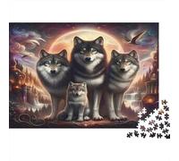 Wolf Puzzle for Adults 14-99 Years Wolves and Cub in Forest Educational Game for Home Decor & Gifts 52x38cm/1000pcs