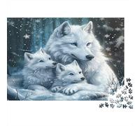 Wolf Puzzle for The Whole Family White Wolves with Cub for Women, Gifts for Men Adults & Kids 70x50cm/1000pcs
