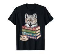 Wolf Read Books Be Kind Stay Weird Drink Coffee Book Amante Camiseta