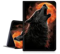 Wolf Red Full Moon - Funda para iPad Pro de 13 pulgadas M4 2024, a prueba de golpes, de piel sintética, plegable, ajustable, con función de apagado y encendido automático para iPad Pro M4 2024 de 13