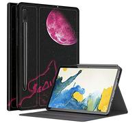 Wolf Red Moon - Funda para Samsung Galaxy Tab S8 Plus/Tab S7 FE de 12.4 pulgadas 2021 / Galaxy Tab S7 Plus 2020, a prueba de golpes, de piel sintética, plegable, delgada, con apagado y encendido