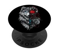Wolf Robotic Tech Cyborg Ai Wolfs Robot Distópico PopSockets PopGrip Adhesivo