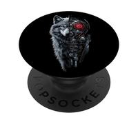 Wolf Robotic Tech Cyborg Ai Wolfs Robot Distópico PopSockets PopGrip Adhesivo
