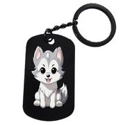 Wolf Spirit - Llavero con etiqueta de dibujo de animales | Elegante llavero de acero inoxidable con impresión UV con anillo para llaves