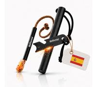 Wolf Survival - Piedra de fuego supervivencia XXL 20.000 usos, encendedor de fuego supervivencia barra de magnesio ferrocerio con yesca + paracuerda, kit de fuego completo para acampar Bushcraft