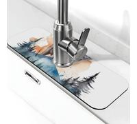 Wolf - Tapete de doble exposición para fregadero de cocina, tapete de secado súper absorbente, tapete de grifo de fregadero de cocina, baño, cafetería, bar, decoración de grifos (15 x 5.5 pulgadas)