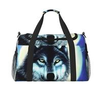 Wolf Under Moon - Bolsa de viaje de mano, diseño moderno, gran capacidad de almacenamiento, adecuada para viajes de negocios y viajes cortos, color negro, talla única