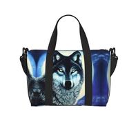 Wolf Under Moon - Bolsa de viaje estampada de gran capacidad, bolsa de gimnasio ligera para fin de semana, unisex