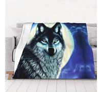 Wolf Under Moon - Manta de franela estampada de 40 x 30 pulgadas, manta de franela suave, perfecta para decoración de otoño para el hogar y viajes (30-80 pulgadas)