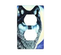 Wolf Under Moon - Placa de interruptor de policarbonato irrompible, 1 banda, placa de pared sin tornillos para oficina en casa