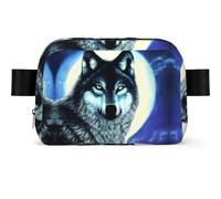 Wolf Under Moon - Riñonera impermeable para hombres y mujeres, riñonera ajustable para viajes, bolsa cruzada ligera para correr, gimnasio