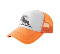 Wolf Under The Moon - Gorra de béisbol de malla estampada negra, gorra de camionero transpirable, adecuada para pesca y senderismo, Naranja, L