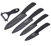 Wolf War Cuchillos de Cerámica Set, 4 Piezas Cuchillos de Cocina y 1 Pelador Cerámica (6" Chef Cuchillo, 5'' Utilidad/Cortar, 4'' Cuchillo de Fruta, 3'' Cuchillo de pelado)