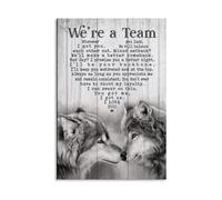 Wolf We're A Team Wall Art - Inspirational Quote Poster Canvas Print, Motivational Teamwork Decor for Office Man Cave(Framed,16X24inch(40X60cm))
