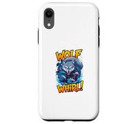 Wolf Whirl Funny Cartoon Wolf | Humour Animal Character Carcasa para iPhone XR