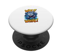 Wolf Whirl Funny Cartoon Wolf | Humour Animal Character PopSockets PopGrip Adhesivo