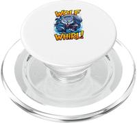 Wolf Whirl Funny Cartoon Wolf | Humour Animal Character PopSockets PopGrip para MagSafe