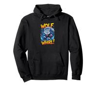 Wolf Whirl Funny Cartoon Wolf | Humour Animal Character Sudadera con Capucha