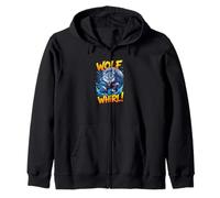 Wolf Whirl Funny Cartoon Wolf | Humour Animal Character Sudadera con Capucha
