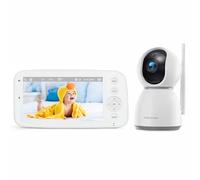 WOLFANG 1080P Camara Vigilancia Bebe con 5" 720P Pantalla, Vigilabebes con Camara con Rotación de 360° y Zoom, Sin WiFi, Visión Nocturna, Comunicación Bidirecciona, Temperatura, Detección de Llanto