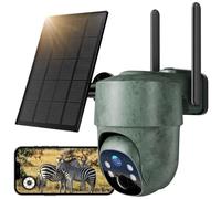 WOLFANG 4G LTE Cámara de Caza Solar con Tarjeta SIM, 2.5K PTZ Camara Fototrampeo Exterior, PIR Detección, Visión Nocturna en Color Starlight, Audio de 2 vías, 0.2s Activación, IP66 Impermeable