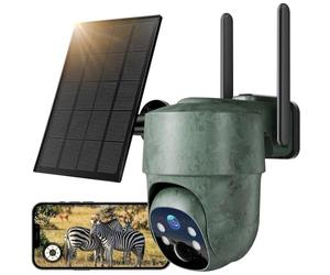 WOLFANG 4G LTE Cámara de Caza Solar con Tarjeta SIM, 2.5K PTZ Camara Fototrampeo Exterior, PIR Detección, Visión Nocturna en Color Starlight, Audio de 2 vías, 0.2s Activación, IP66 Impermeable