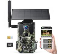 WOLFANG Cámara de Caza Solar, 4G LTE Camara Fototrampeo 2.5K con Detección PIR Nocturna por Infrarrojos Invisible, Alerta, Audio Bidireccional, IP66 para Vida Silvestre y Monitoreo de Seguridad