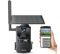 WOLFANG Cámara de Caza Solar, 4G LTE Camara Fototrampeo 2.5K con Detección PIR Nocturna por Infrarrojos Invisible, Alerta, Audio Bidireccional, IP66 para Vida Silvestre y Monitoreo de Seguridad, negro