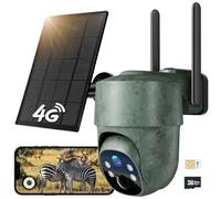 WOLFANG Cámara de Vida Silvestre, cámara de Rastro Celular 4G LTE alimentada por energía Solar con visualización de 2.5 K en Vivo, inclinación de 355°, Ajuste Remoto de 90°, cámara de Seguridad con