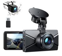 WOLFANG Cámara de Coche Delantera y Trasera 2.5K QHD, Arjeta 32GB SD Incluida Dashcam de Doble Lente para Coches de 170º Gran Angular Monitor de Aparcamiento 24H con Grabación en Bucle y Sensor G