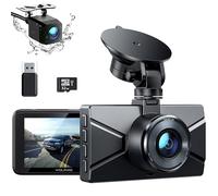 WOLFANG Cámara de Coche Delantera y Trasera 2.5K QHD, Arjeta 32GB SD Incluida Dashcam de Doble Lente para Coches de 170º Gran Angular Monitor de Aparcamiento 24H con Grabación en Bucle y Sensor G
