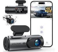 WOLFANG Cámara de Coche Delantera y Trasera 4K UHD, Dashcam de Doble Lente para Coches de 170º Gran Angular Monitor de Aparcamiento 24H con Grabación en Bucle y Sensor G