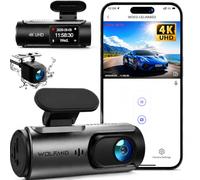 WOLFANG Cámara de Coche Delantera y Trasera 4K UHD, Arjeta 32GB SD Incluida Dashcam de Doble Lente para Coches de 170º Gran Angular Monitor de Aparcamiento 24H con Grabación en Bucle y Sensor G