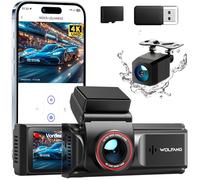 WOLFANG Cámara de salpicadero 4K con WiFi Delantera y Trasera, cámara Dual para salpicadero de Coche con IPS de 3 Pulgadas, súper visión Nocturna, grabación en Bucle, Sensor G, Gran Angular de 170