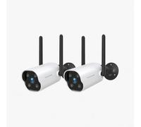 WOLFANG Cámara de Seguridad 2K para Exteriores, Paquete de 2, cámara de Seguridad para Exteriores con visión Nocturna, detección de IA, IP65 Resistente a la Intemperie, Alarma de Sirena, Audio
