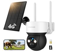 WOLFANG Cámara de Seguridad sin WiFi, CCTV 4G con Tarjeta SIM, cámara inalámbrica para Exteriores, Funciona con energía Solar, visión Nocturna, Foco, HD de 2.5K, grabación Local, Audio