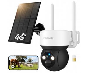 WOLFANG Cámara de Vigilancia 4G Exterior, 2K Solar, SIM, Sin WiFi | Cámara de Seguridad 4G, PIR, Visión Nocturna, Audio Bidireccional, IP66 para Jardín, Finca, Obra y Casa de Campo