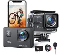 WOLFANG Cámara Deportiva 4K 30FPS GA100 con 32GB MicroSD 20MP Cámara Subacuática Impermeable 40M, Videocámara WiFi con Micrófono Dual, 170° Gran Angular, EIS, Varios Cámara Deportiva Accesorios