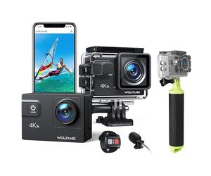 WOLFANG Cámara Deportiva GA300 4K60FPS & Juego de Empuñadura Flotante