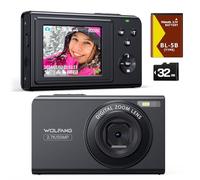 WOLFANG Cámara digital, cámara infantil de 2,7 K para fotografía, cámara compacta de vlogging de 50 MP, cámara de vídeo digital con zoom de 16 X, cámara digital de enfoque automático y disparo, regalo
